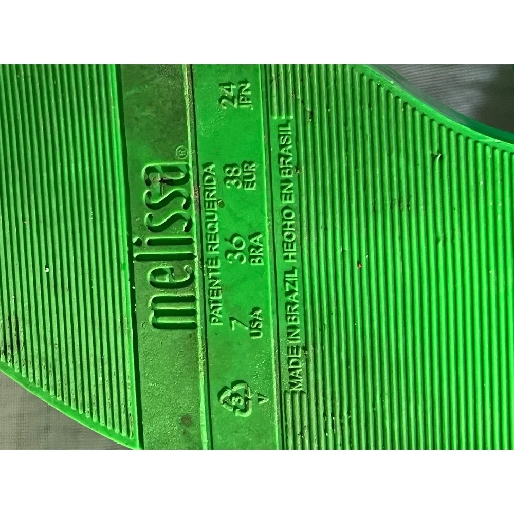Melissa Platform Jelly Sandals Size 7 Retro Chunky Green PVC Buckle Strap